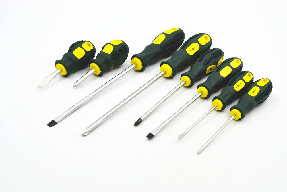 Phillips And Slotted Nonslip Rubber Handle Screwdriver Set For 8 Piece