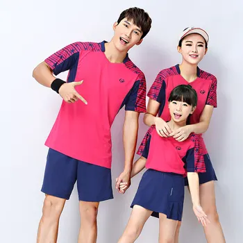 

Adsmoney short sleeve tennis suit for men and women, quick dry and breathable badminton suit V collar couples outdoor suit