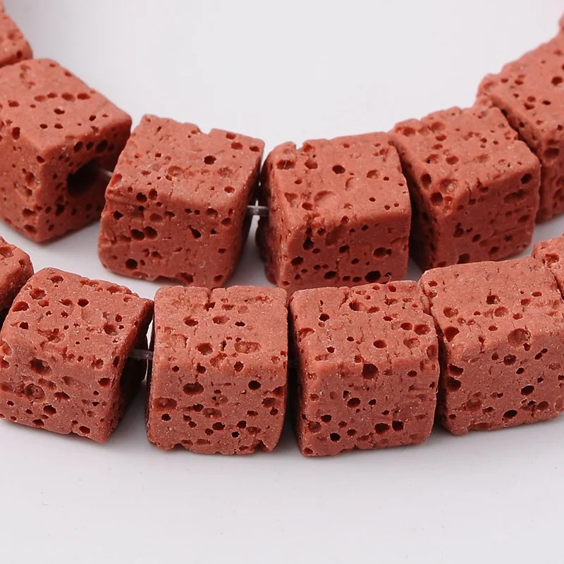 8x8x8 мм синтетический Lava бисер Полу ювелирные изделия бисер свободные каменные нити куб окрашенный для Diy ювелирных изделий - Цвет: Red