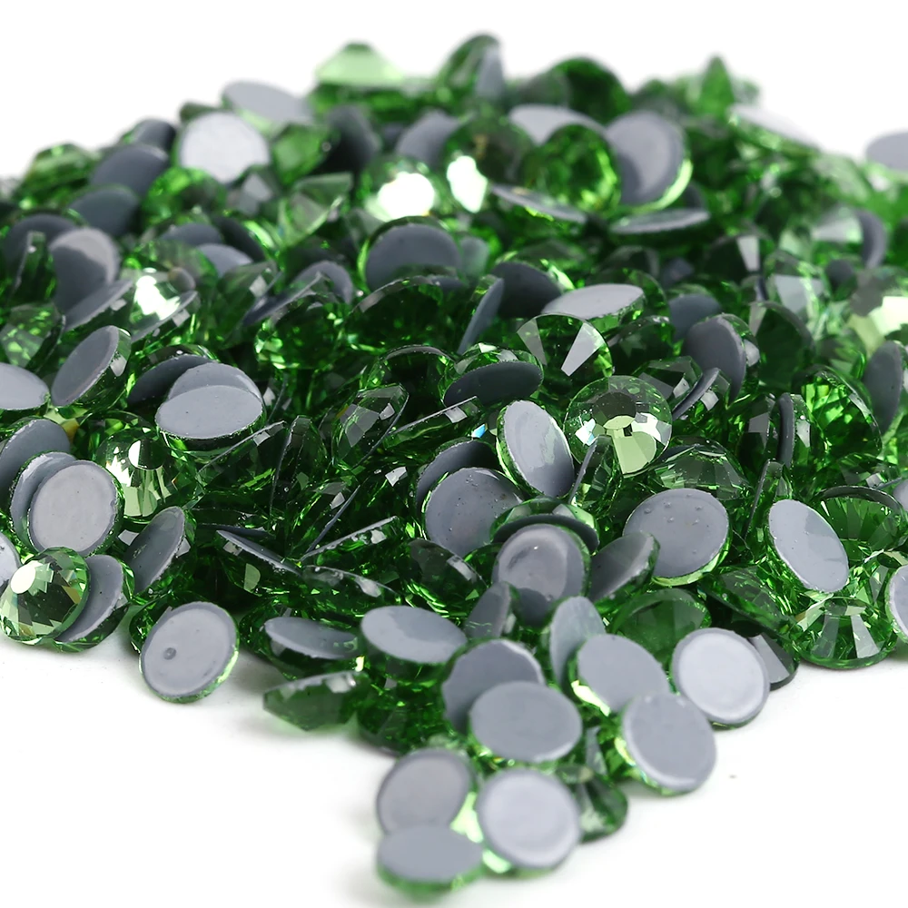 

SS6,SS8,SS10,SS16,SS20,SS30 AAA Quality Peridot DMC Flatback Crystals Hot Fix Rhinestones,Garment Accessories Best Glue