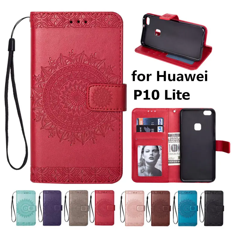 

Flip Phone Case For Huawei P10 P20 P10Lite Lite Pro P20Lite With Tpu High Quality Totem Print PU Leather Wallet Etui Coque Cover