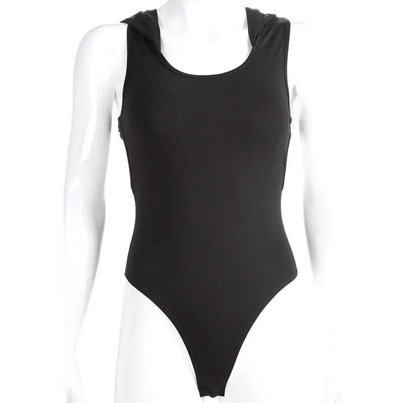 Sexy Pastel Gothic Hooded Jumpsuits Women Backless Cross Strap Back