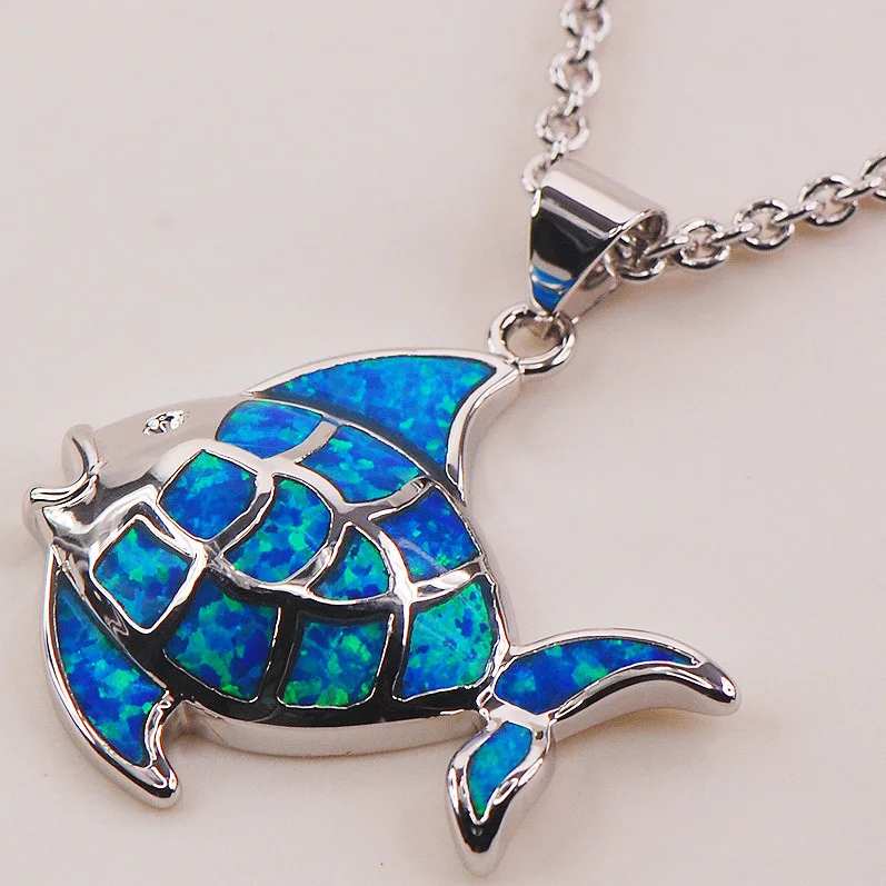 

Blue Fire Opal 925 Sterling Silver Fashion Jewelry Pendant P114