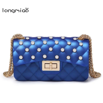 

longmiao Small Bags for Women 2018 Luxury Designer Lattice Messenger Bag Women Diamond Party Clutch Chain Purses and Handbags