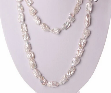 

Miss charm Jew1310 long 50" big 20mm baroque white freshwater cultured pearl necklace AAA