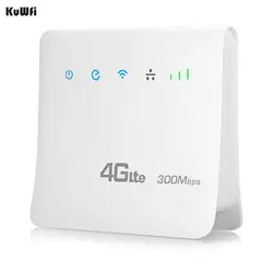 Нам доставка Kuwfi 2,4 ГГц разблокирована 300 Мбит/с Wi-Fi Маршрутизаторы 4 г LTE CPE Мобильный маршрутизатор с LAN Порты и разъёмы Поддержка AT&T слот