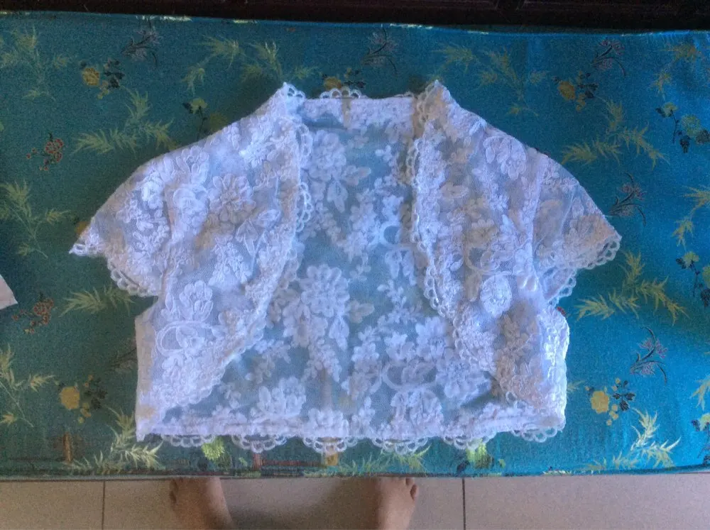 2013 Custom Made High Quality Cap Sleeve White Bridal Shawls Bolero Lace Wedding Jackets / wrap