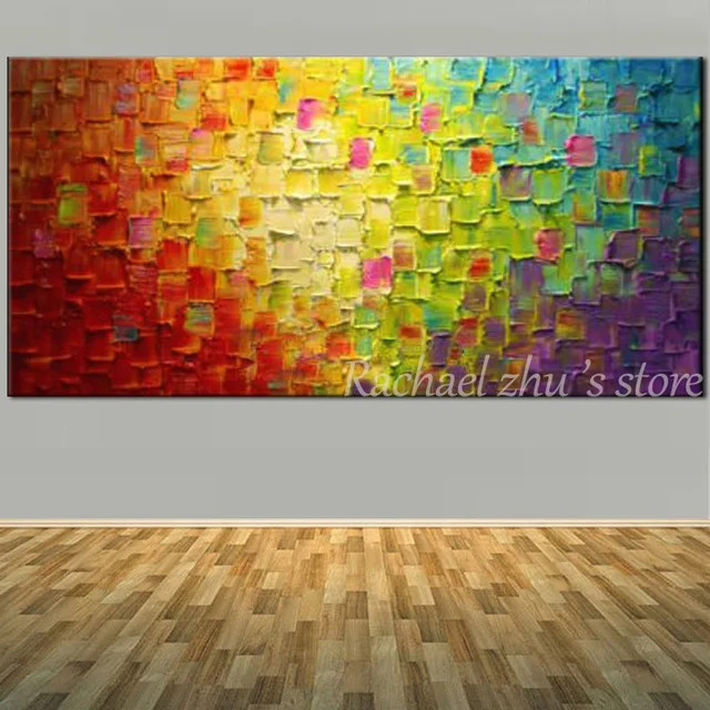 Handgemalte Abstrakte Kunst Spachtel Rot und Grün Farbe Ölgemälde ... Handgemalte Abstrakte Kunst Spachtel Rot und Grün Farbe Ölgemälde ...