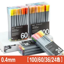 100 цветов, тонкий лайнер, набор ручек, микрон, эскиз, маркер, цветной, 0,4 мм, цветной ИНГ для манги, художественная, школьная игла, рисование, эскиз, маркер, комиксы