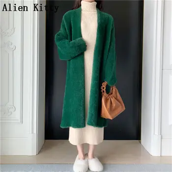 

Alien Kitty New Winter Women Coat Elegant Simple Solid High Quality Woolen Cotton Keep Warm Solid Soft Female Coats 2 Colors