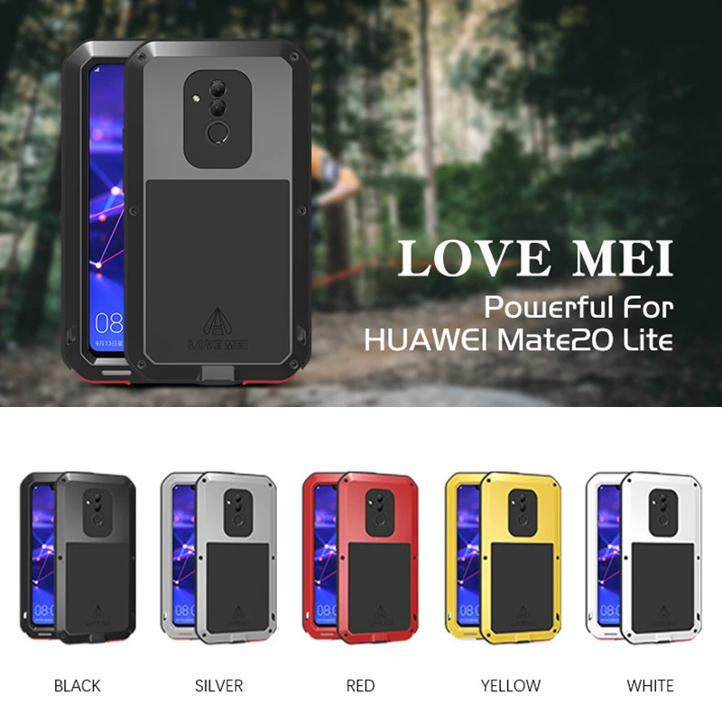 

LOVEMEI Powerful Metal Waterproof Case For Huawei Mate 20 Lite Full Body Protection Cover Armor ShockProof Defender Phone Case