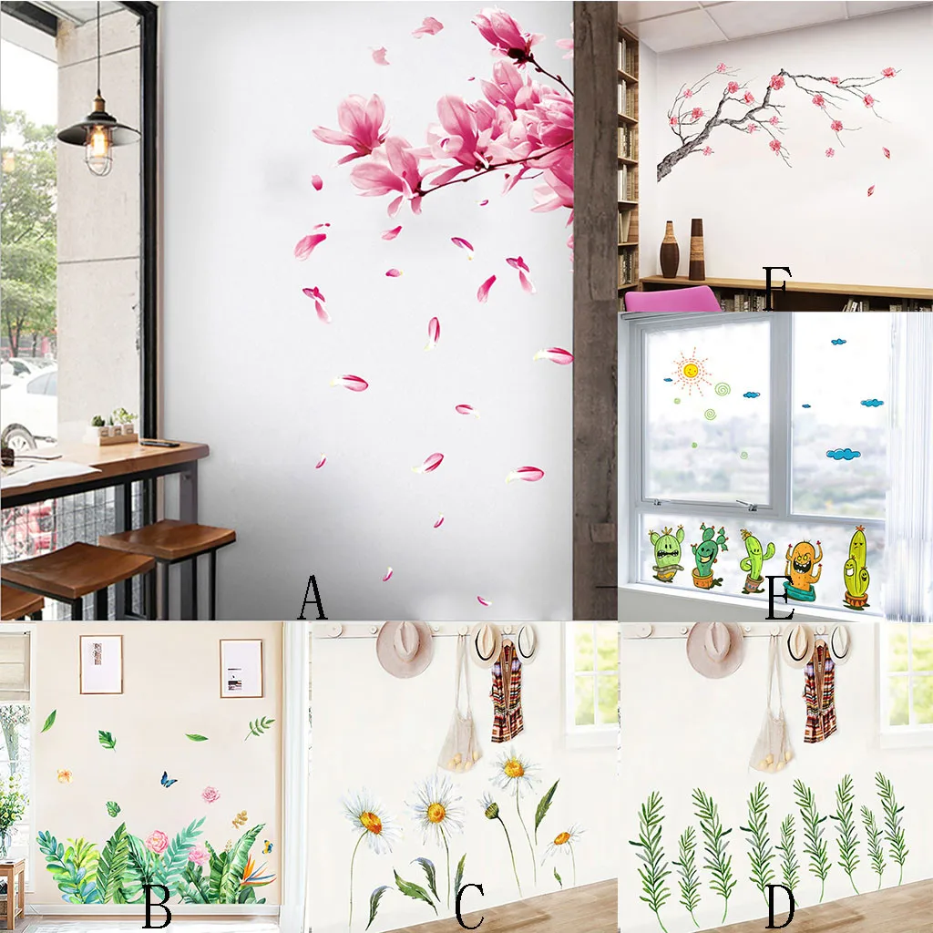 

Inkjet Wall Stickers Plant Flower Wall Stickers Home Background Wall Painting bedroom decor sticker mural Forest series