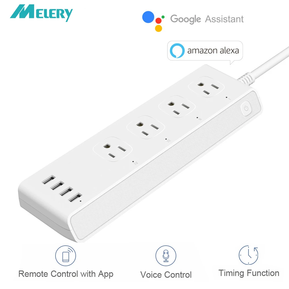 Дешево Мощность Полосы Wi Fi Smart 4 штепсельная Вилка для сети с переменным током стандарта США Multi Электрический фильтр с USB удлинитель работать Amazon ...