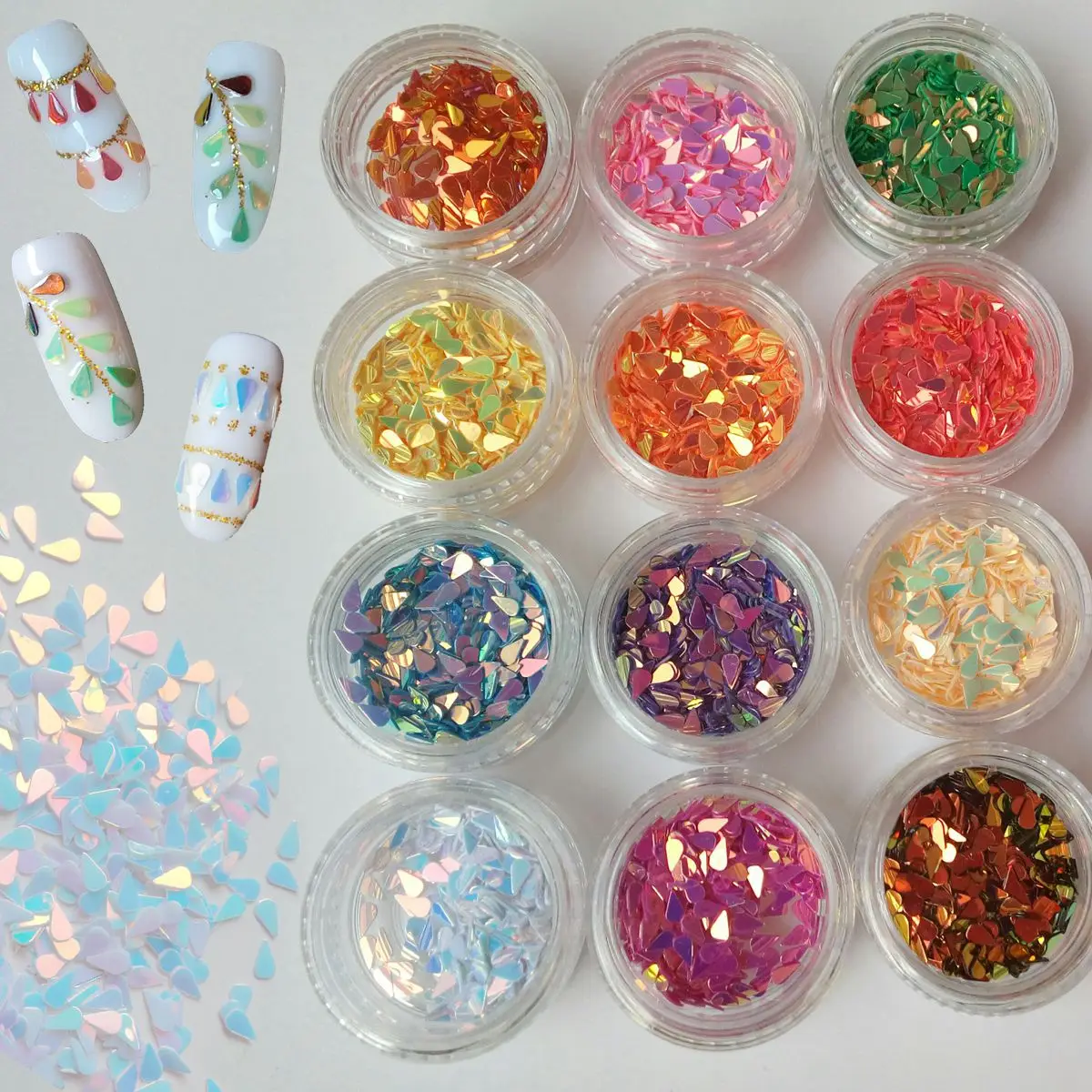 

12pcs Acrylic Nail Sequin 3D Nail Art Decoration Caviar Sequins DIY Nail Accessory Broken Glass Manicure Tools