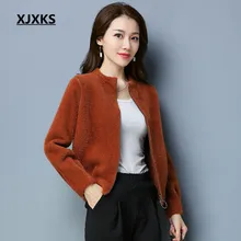 XJXKS уличная одежда с длинным рукавом удобные норковые кашемировые и шерстяные пальто на молнии Matal повседневное короткое Смешанное пальто