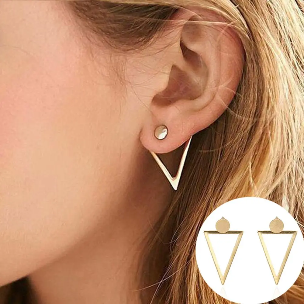 

New Fashion Gold Color Hollow Triangle Stud Earrings For Women Simple Elegant Geometric Earrings Brinco Gift Wholesale