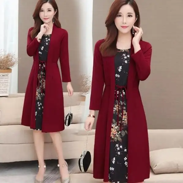 

Women knee-length dress plus size arrival printing dress for offical lady Women loose elegant dress DV456