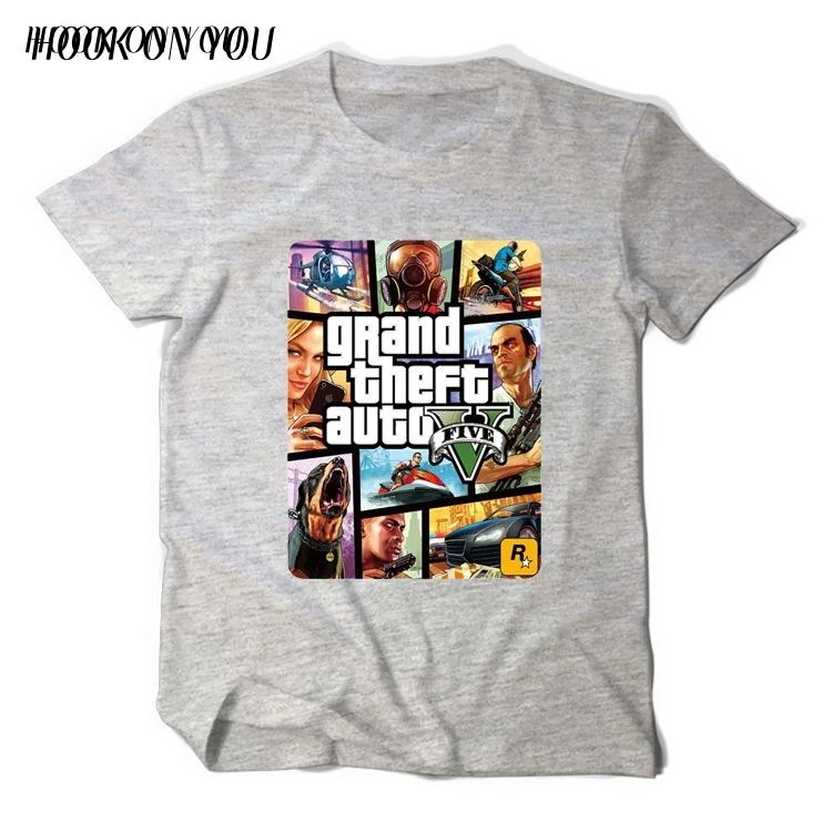 Grand Theft Auto GTA Футболка Мужская Уличная Длинная с GTA 5 Футболка Мужская известный бренд футболки в хлопок футболки для пар GTA5 - Цвет: JP0033-1-B22-2