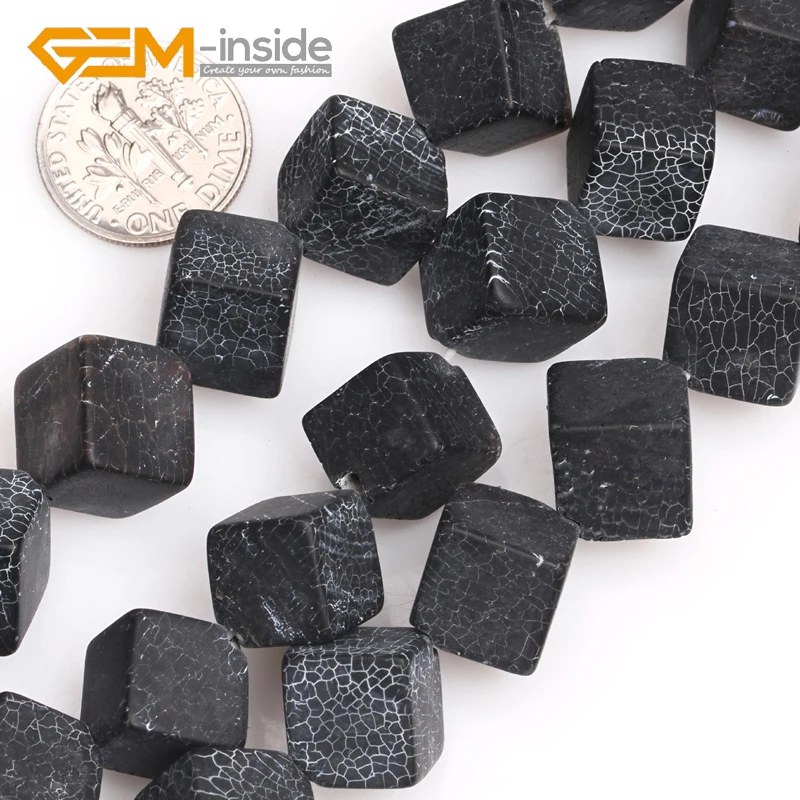 

12mm Cube Shape Natural Black Agates Stone Beads for Jewelry Making Loose beads For DIY Strand 15 Inches Wholesale!