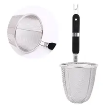 Stainless Steel Strainer Basket Wire Mesh Food Skimmer Kitchen Sieve for Pasta Dumpling Noodle(Black Handle