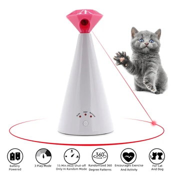 

Automatic Diamond Laser Pet Cat Toy Diamond Shaped Interactive Cat Laser Pet Laser Pointer 360 Rotating Laser Light Exercise