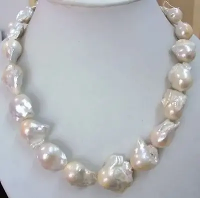 

FREE SHIPPINGJewellery Wonderful big 18-21mm white pearl necklace (A0513)