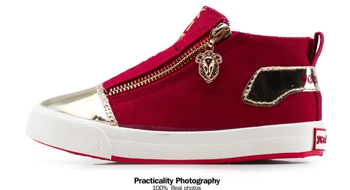 New Metal Sheep Zip Kids Shoes 2016 High Solid Canvas Children Shoes Spring Autumn Rubber Cotton Fabric Baby Boy Girl Sneaker 440 (8)