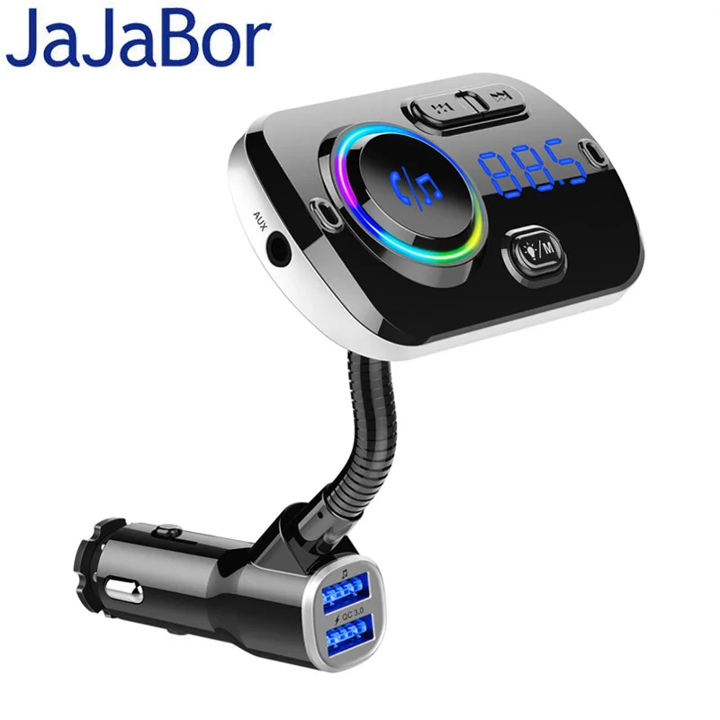 

JaJaBor FM Transmitter Bluetooth 5.0 Car Handfree Kit MP3 Music Player Support TF Card/U Disk Playback Dual USB Fast Charge