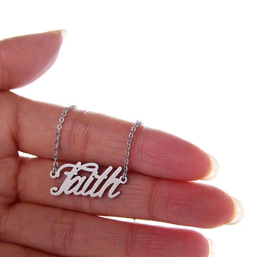 Cursive Design Faith Name Necklace For 