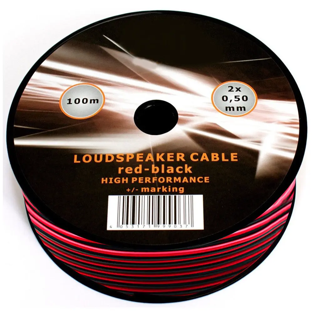 

100m Twin Speaker Cable 2 x 0.50mm Loud Wire CCA For Car Audio HiFi Sound