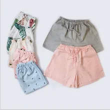 Хлопок, летние штаны для сна с милым принтом овечки, натуральный цвет, высокое качество для женщин