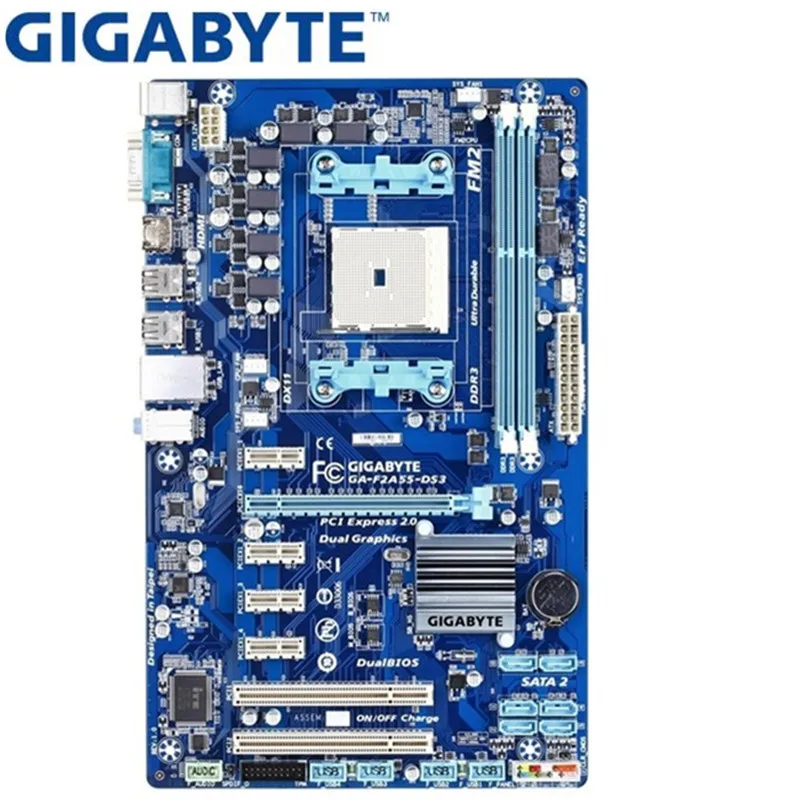 

GIGABYTE GA-F2A55-DS3 Desktop Motherboard A55 Socket FM2 For AMD A10 A8 A6 A4 Athlon 32G ATX Original F2A55-DS3 Used Mainboard