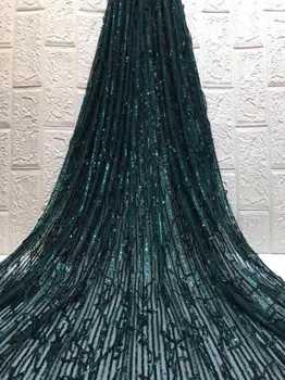 

luxury high quality embroidered tulle mesh lace fabric with sequins L-32010 african net lace fabric