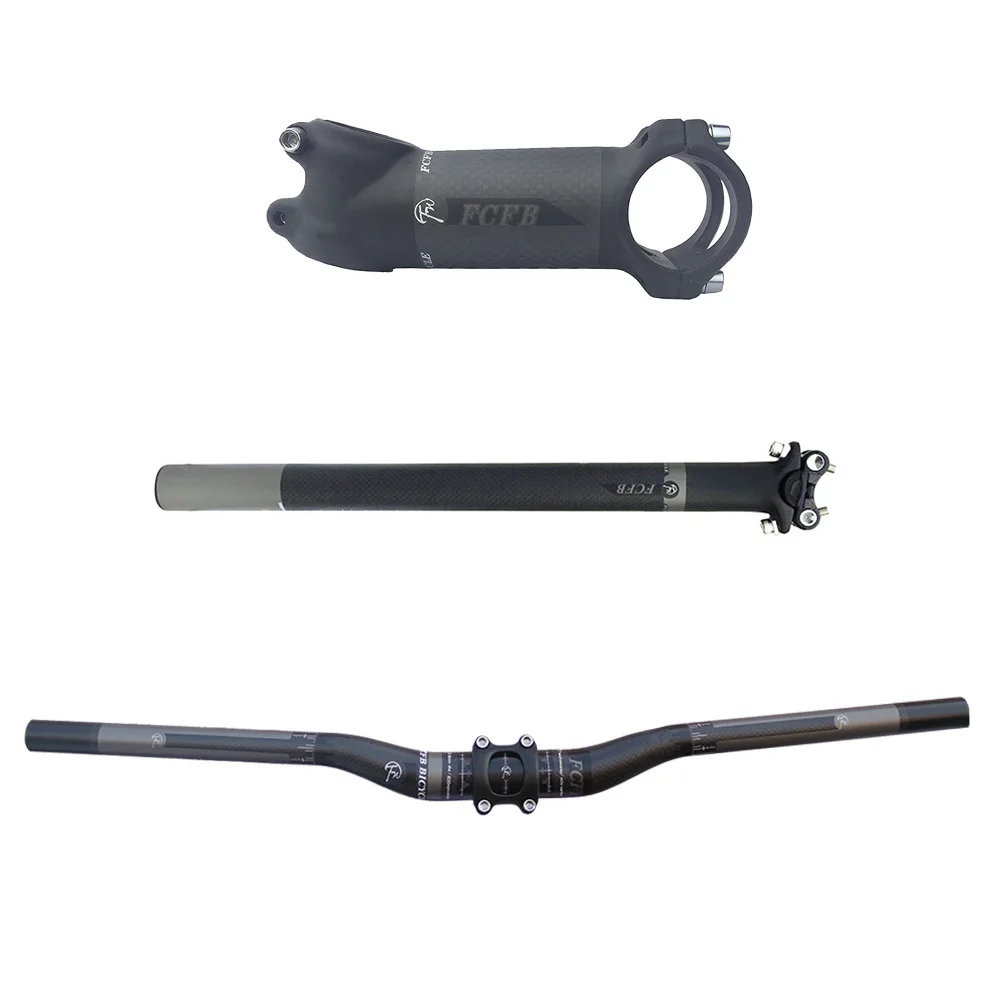 

2017 sales FCFB FW carbon handlebar black grey kit MTB mountain rise handlebar + alu stem + seatpost road bike