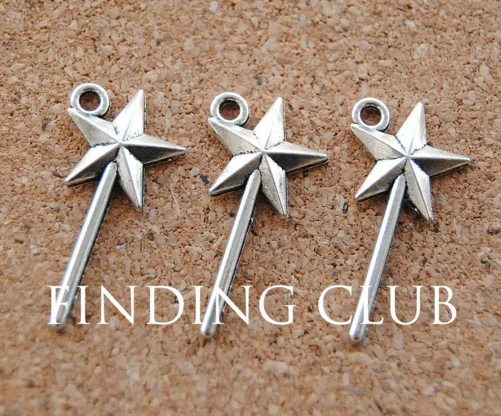 

50 pcs Antique Silver Magic Wand Charms Pendants Craft DIY Retro Jewelry Braclet 13x26mm A911