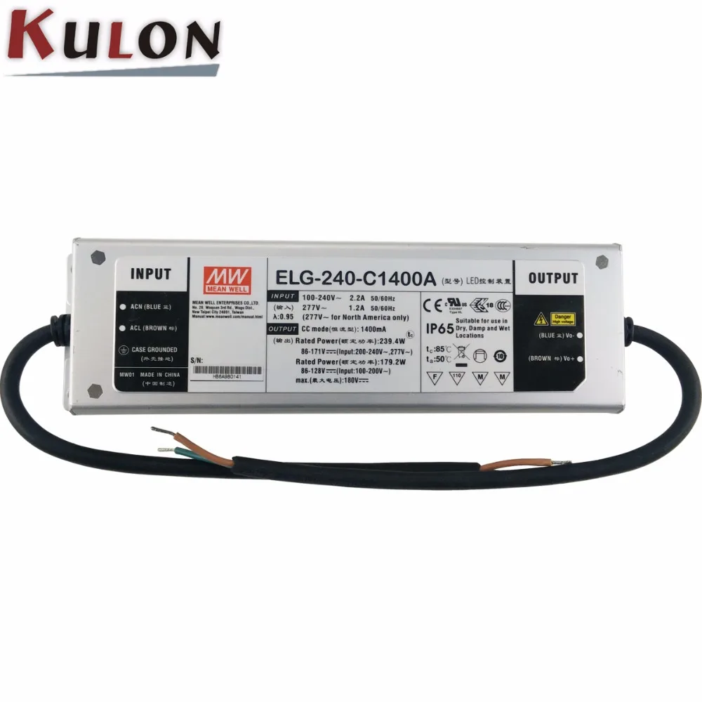 Оригинальный светодиодный привод Meanwell ELG-240-C1400A 1400 мА 240 Вт 180 в Высокий источник