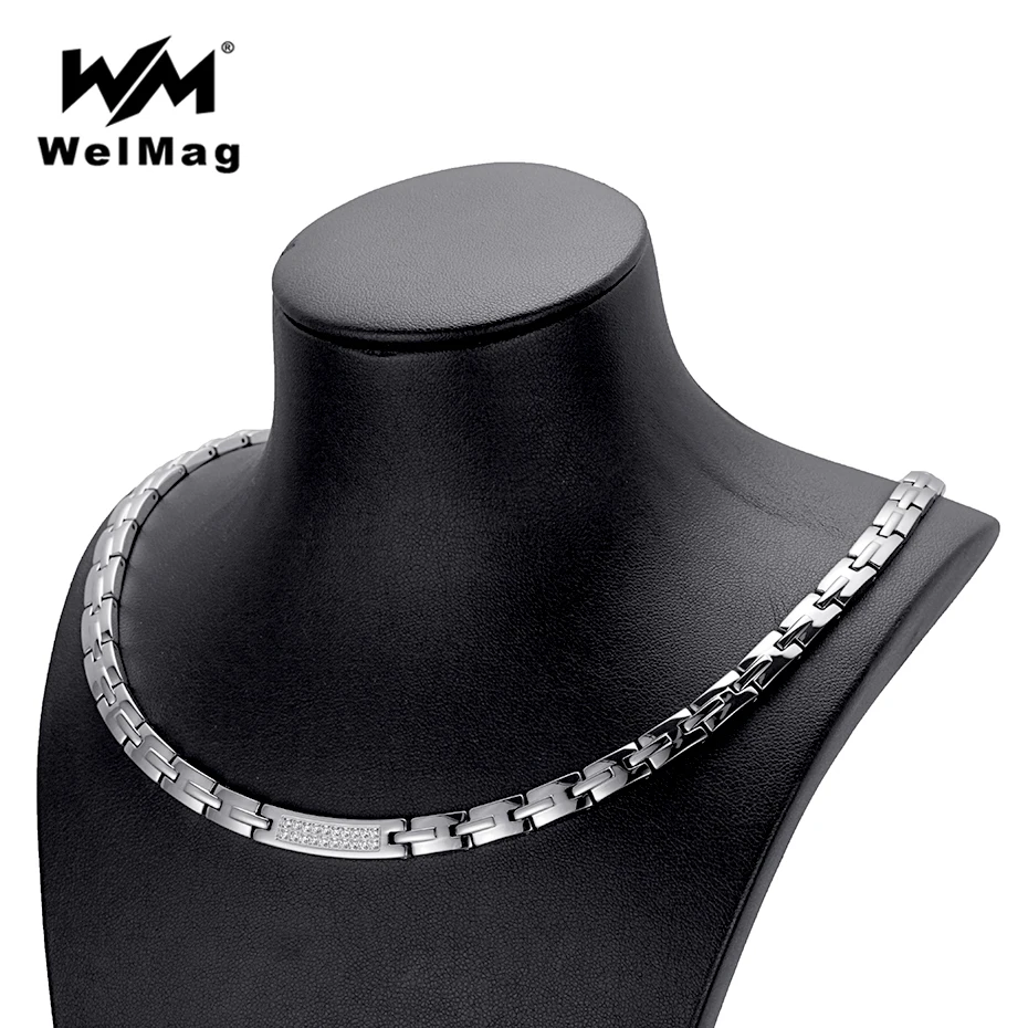 Kopen WelMag Trendy Hematiet Magnetische Ketting voor Vrouwen Dropshipping Crystal Rvs Koreaanse Kettingen Zilver Kleur 2018