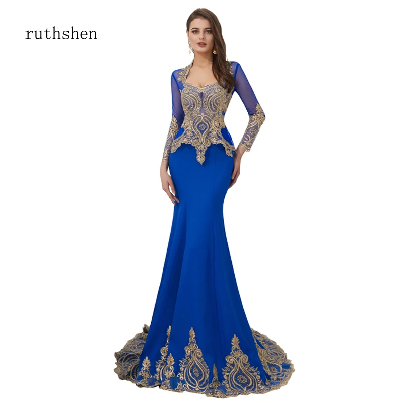 ruthshen Mermaid Ball Dress Embroidery Court Train Prom dress Dubai