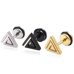 New Punk Cool Design Stainless Steel Geometric Earrings Female Special Triangle Stud Earrings For Women