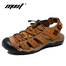 Классические качественные сандалии из телячьей кожи мужские удобные мужские пляжные сандалии ручной работы Нескользящая уличная Летняя обувь сандалии для мужчин