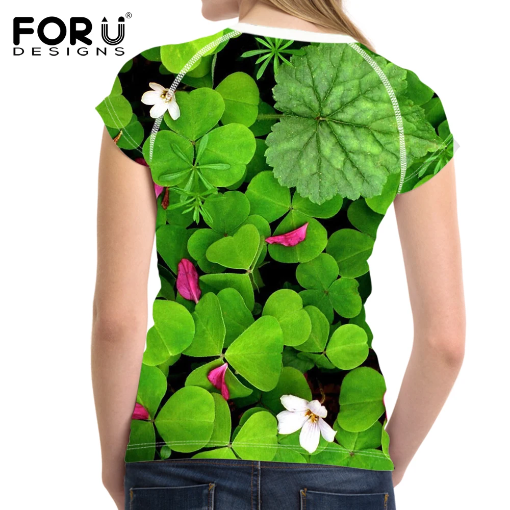 Forudesigns/3D футболка Цветочные зеленый фиолетовый футболки для Для женщин Обувь для девочек футболки милые женские короткий рукав эластичные тонкие футболка Повседневное