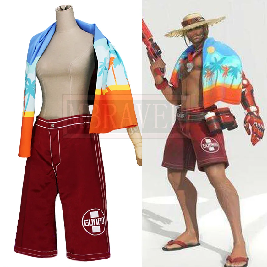 

Game OW Jesse McCree Beach Ranger Swimsuit Summer Games Skin Cosplay Costume Halloween Uniform Outfit Custom Made Any Size