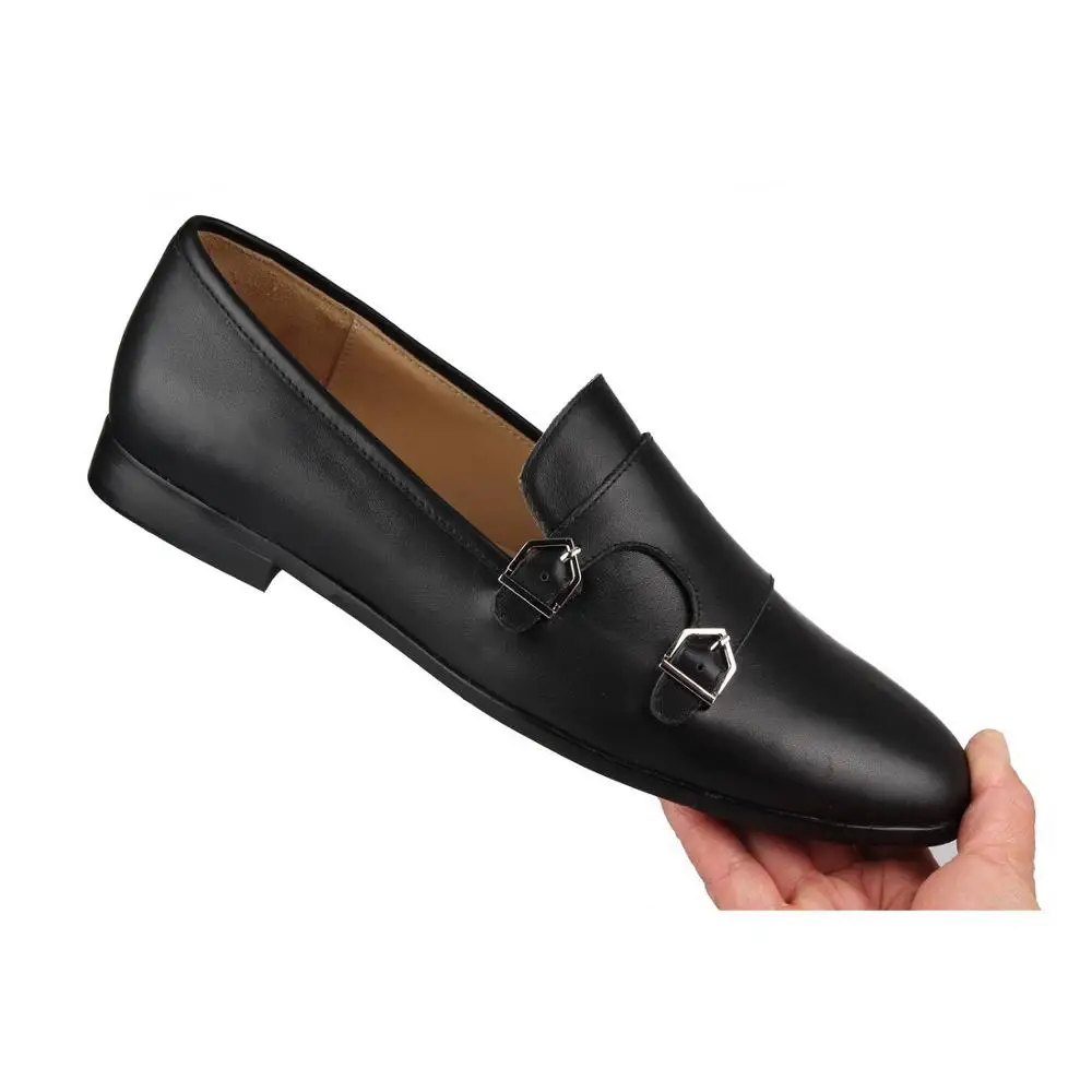 Black Genuine Leather Double-Monk Loafers (7)