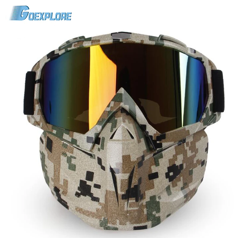 

Goexplore Tactical Masks Full Face Anti-Fog Ventilated Windproof Masks With Goggle Outdoors CS Hunting Motorcycle Goggles