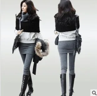 

Hot sale sexy elastic slim fit stretch leggings with mini skirts fashion women's false two-piece pants seamless legging Y03020