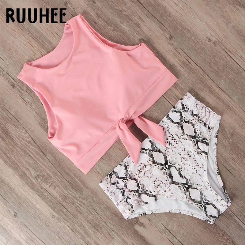 

RUUHEE Swimsuit Women Bikini 2019 mujer Swimwear High Waist Bikini Set Sport Tops Bathing Suit Women Padded Beach Wear Biquinis