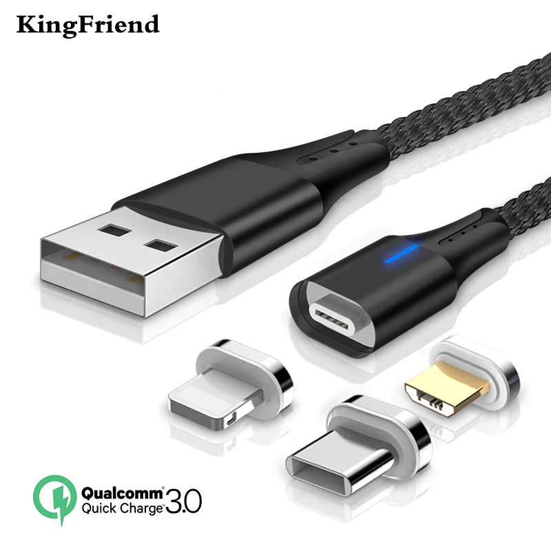 KingFriend Магнитный Micro USB кабель для iPhone samsung type-c зарядка магнит быстрое зарядное устройство USB кабели для мобильных телефонов