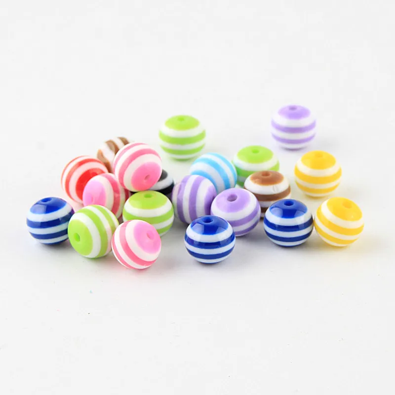 6, 8, 10, 20 мм Разноцветные полосатые шармы, бусины из смолы, круглые шарики для самостоятельного изготовления ювелирных изделий, ожерелья