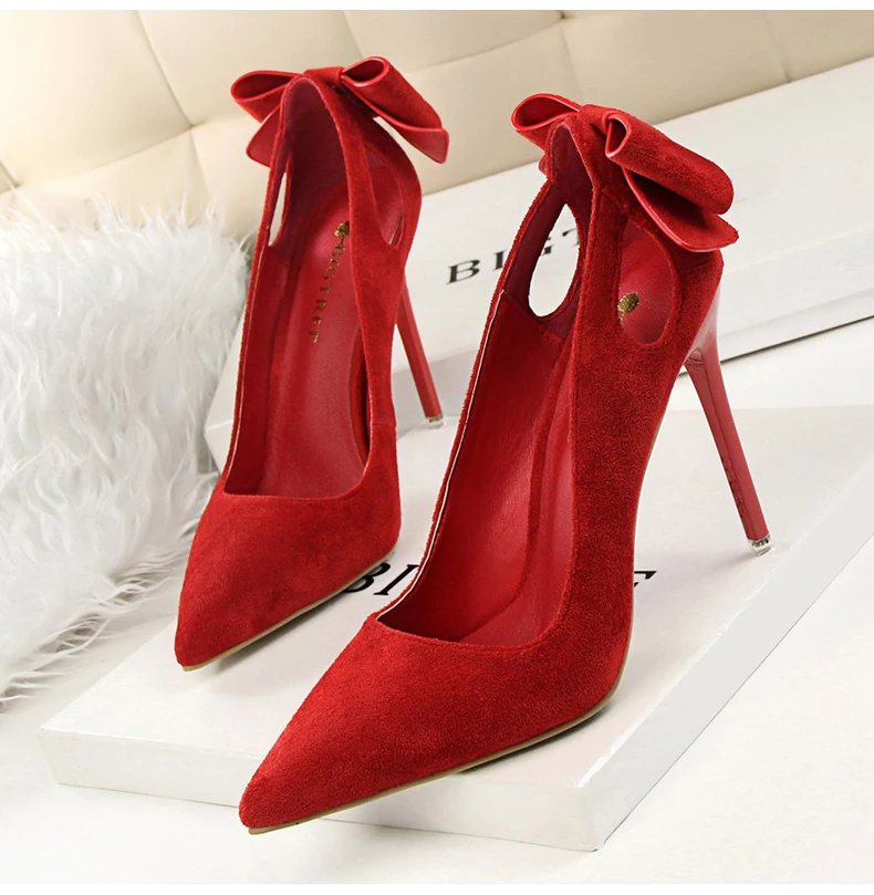 Women's Pumps Shoes High Heel Womens Shoes Heels Sexy High Heels Nightclub Party Women Shoes With Heels And Bow Tie Office Lady  (1)