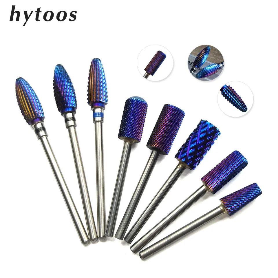 

HYTOOS Purple Coating Tungsten Carbide Nail Drill Bits 3/32" Rotary Burr Manicure Bits Drill Accessories Milling Cutter Tool